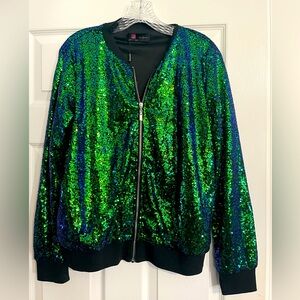 Kancy Kole Green Sequin Jacket - new with tags size M